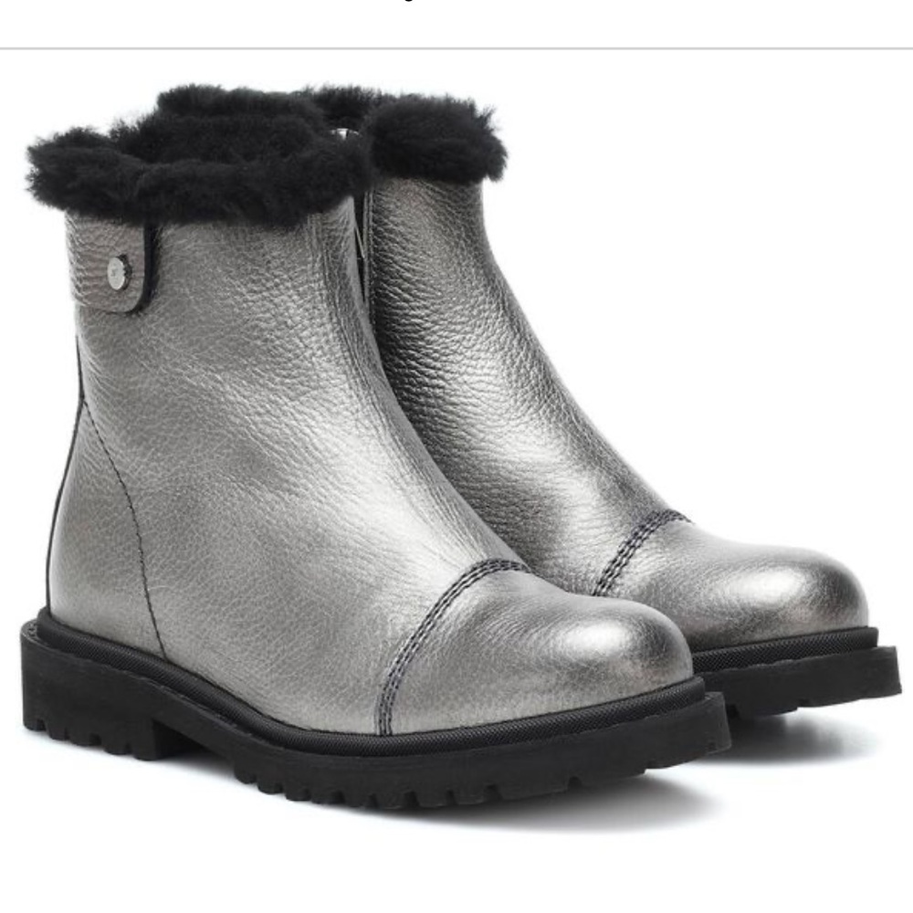 NWT JIMMY CHOO Voyager Ii Heated Leather Ankle Boots In Silver